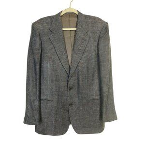 Mens Lubiam Two-Button Blazer Made In Italy Houndstooth Wool Silk Blend Size 42